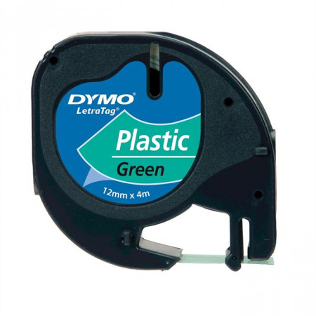 K7 Letratag plastique 12mmX4m NOIR / VERT