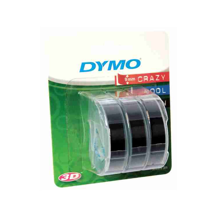 3 RUBANS 3D DYMO NOIR 9MM