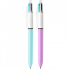 BarbaLouvre - Stylo BIC 4 couleurs blanc