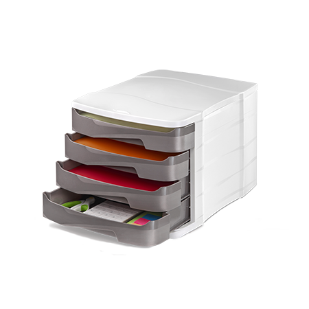 Bloc de classement 4 tiroirs ELLYPSE XTRA STRONG – Design Taupe & Haute Résistance