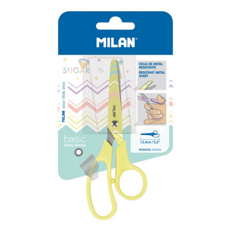 CISEAUX ECOLIER BOUT ROND DIAMANT PASTEL JAUNE - MILAN