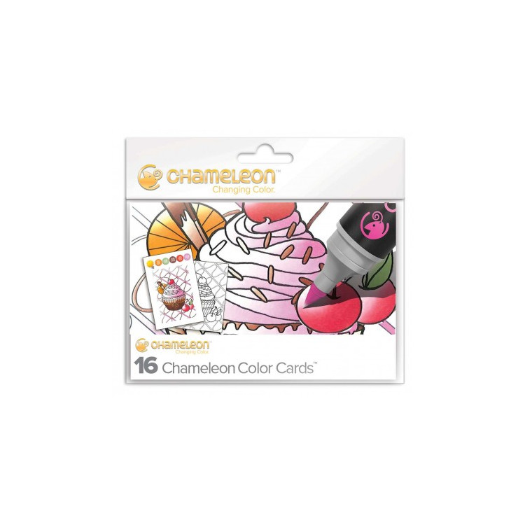 CARTES DE COLORIAGE EN RELIEF - SWEET DELICE- 16 CARTES ET 8 DESIGN CHAMELEON PENS