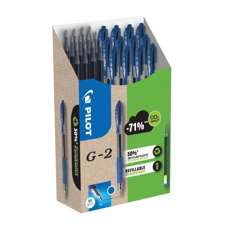 GPACK G2 12 STYLOS BLEU+12 RECHA GRAT