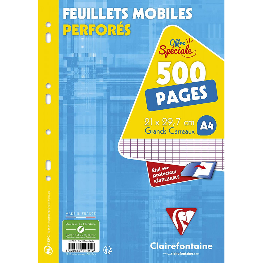 Bloc notes - A4 - 21x29,7 cm - Grands Carreaux - 80 feuilles