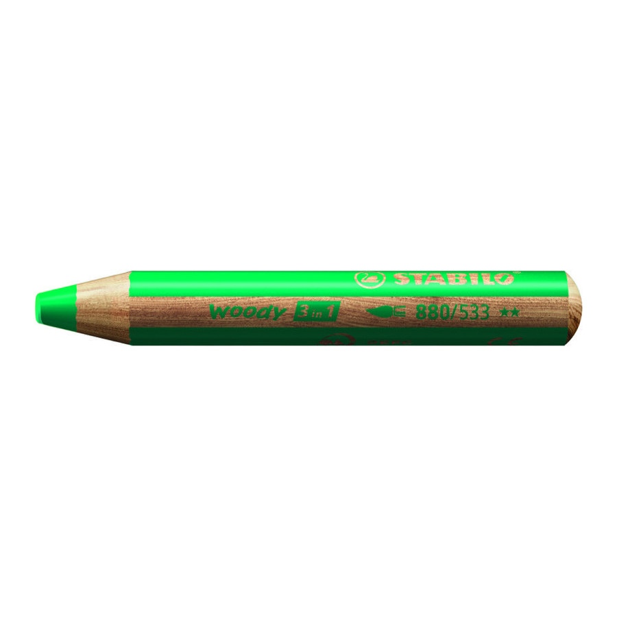 1 crayon multitalents STABILO woody 3 in 1 vert foncé - BuroStock Guadeloupe