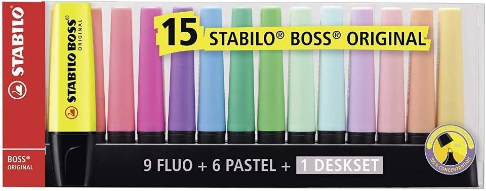 Surligneur STABILO BOSS ORIGINAL couleur pastel - étui de 6