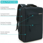 SAC A DOS URBAIN XL 15,6' MULTIPOCHE USB