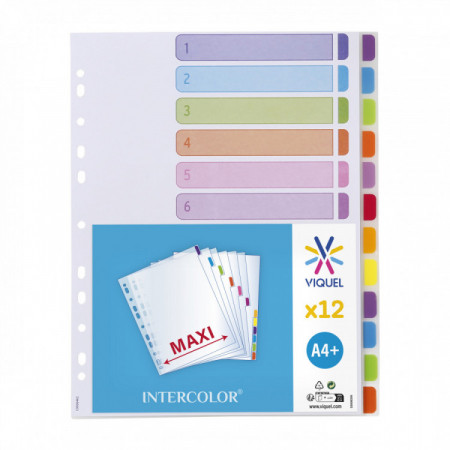 INTERCALAIRES 12 POSITIONS A4 MAXI PP INTERCOLOR