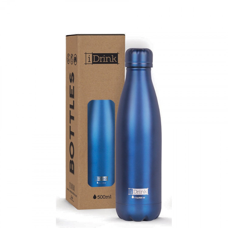 BOUTEILLE THERMIQUE 500ML BLEU METALLISE