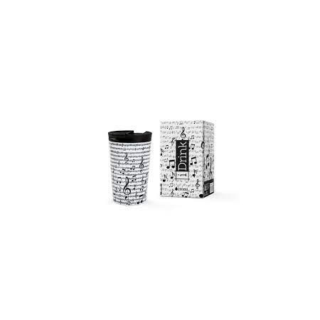 TASSE METALLIQUE MUSIQUE BLANC 260 ML