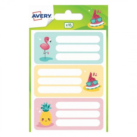 15 ETIQ SCOLAIRES FLAMANT ROSE