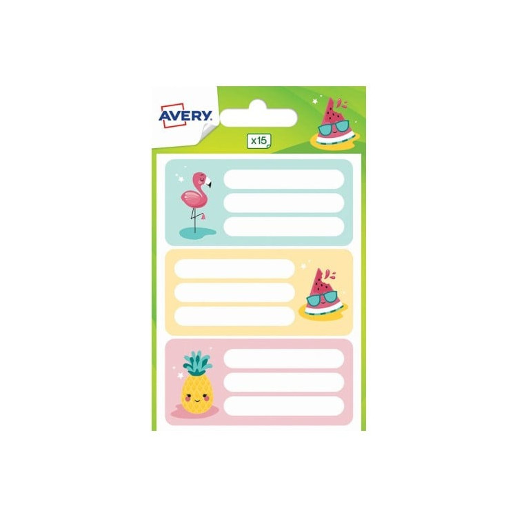 15 ETIQ SCOLAIRES FLAMANT ROSE