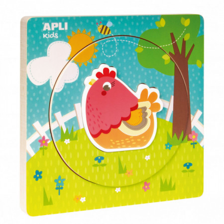 Puzzle BOIS multi-couches poule