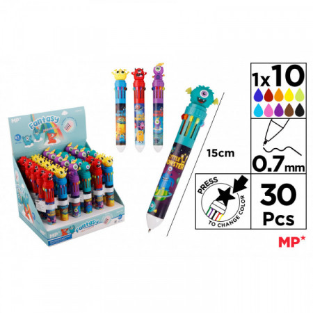 STYLO FANT. 10 CL PTE 0,7MM MONSTER