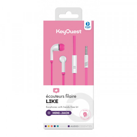 Ecouteurs Filaire Like Rose/Blanc KEYOUEST