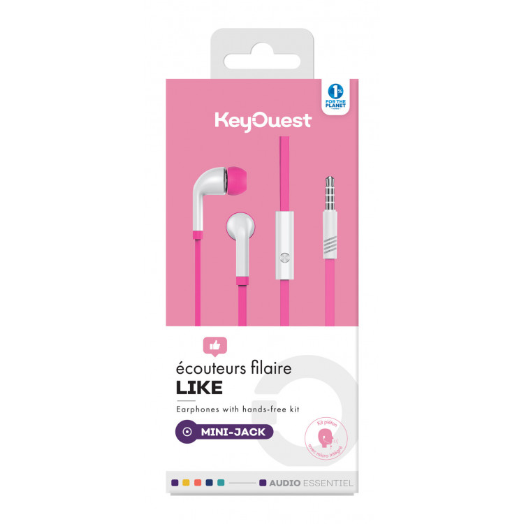 Ecouteurs Filaire Like Rose/Blanc KEYOUEST