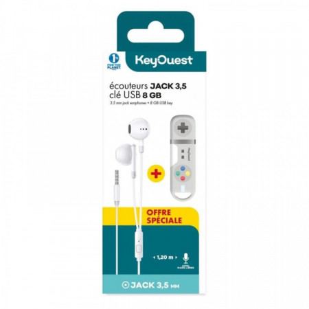 ECOUTEURS FILAIRE JACK+USB 8GO KEYOUEST