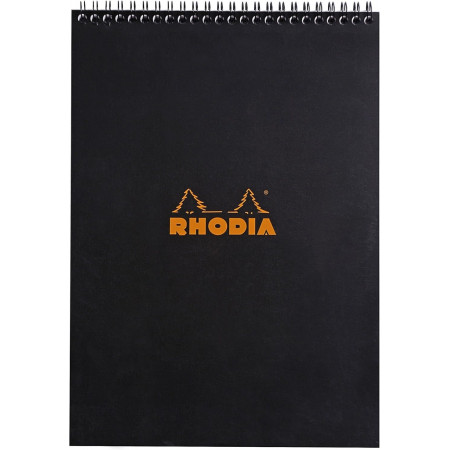 Bloc-Notes Rhodia Classic Noir A4 – Spirale Petits Carreaux 5x5, 80 g