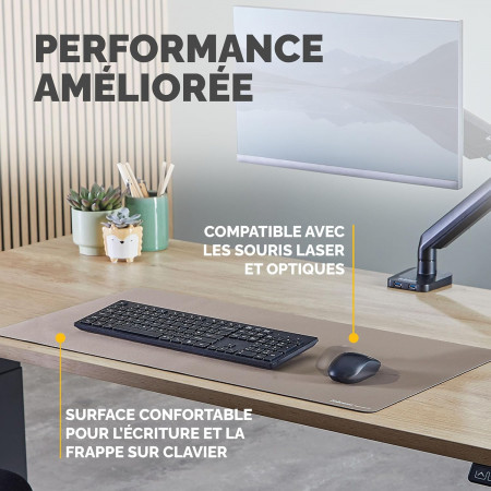Tapis sous-main de bureau Breyta Sable – Antibactérien Microban® & base recyclée