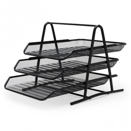 Jeu de 3 bacs trieurs métal A4 coulissants – Organisation professionnelle du bureau