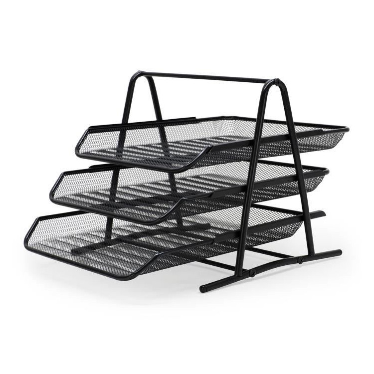 Jeu de 3 bacs trieurs métal A4 coulissants – Organisation professionnelle du bureau