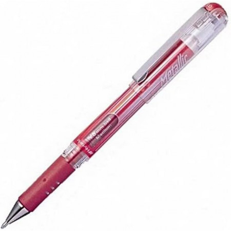 Roller gel Pentel Hybrid Gel Grip DX rouge métallisé – Pointe 1 mm