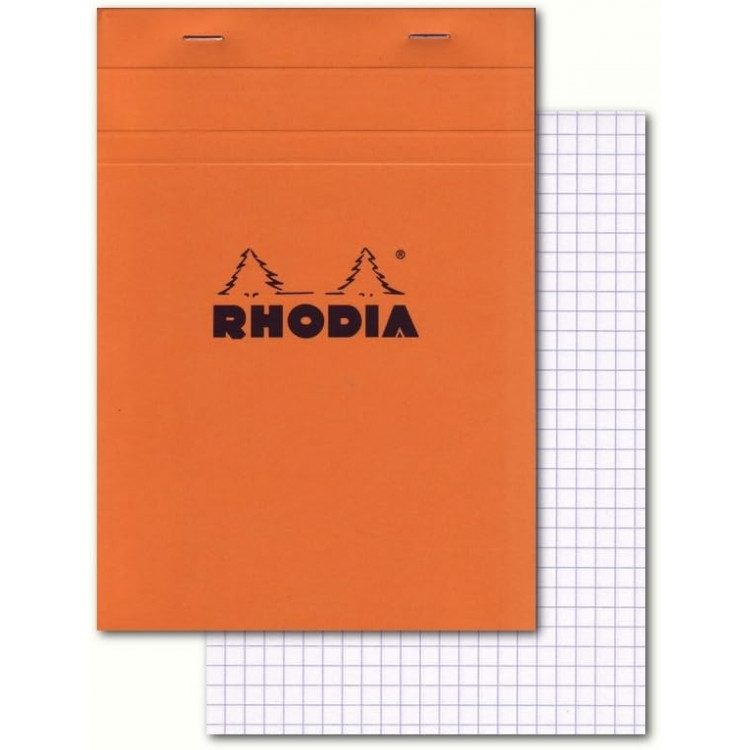Bloc-notes Rhodia N°16 A5 orange petits carreaux 80 feuilles