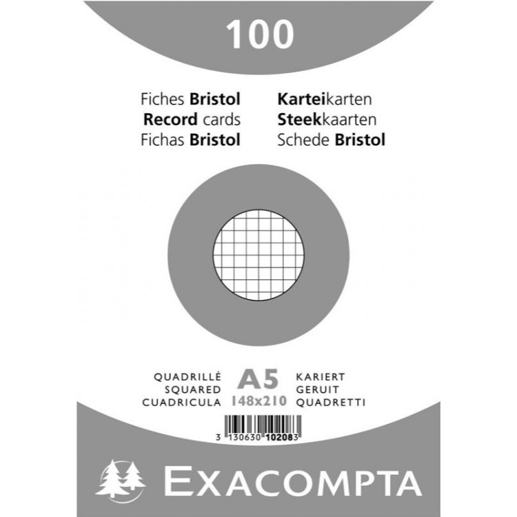Paquet de 100 fiches bristol A5 en blanc