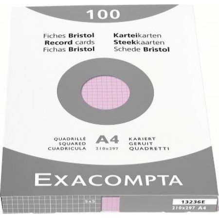 Exacompta - 10 Packs de 100 Fiches Bristol - A5 - petits carreaux