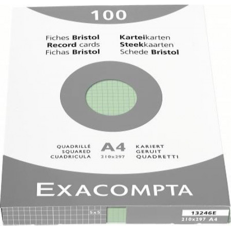 PAQUET DE 100 FEUILLES BRISTOL - Format A4, 21X29.7 - Petits Carreaux 5X5 - VERT