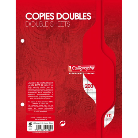 Copies simple(mobile), et copie double petits carreaux