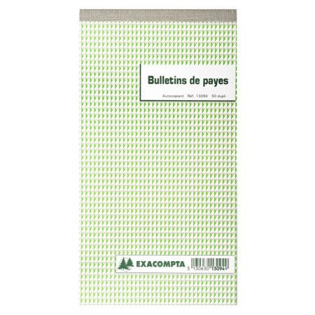 CARNET BULLETIN DE PAIE DUPLI 50F